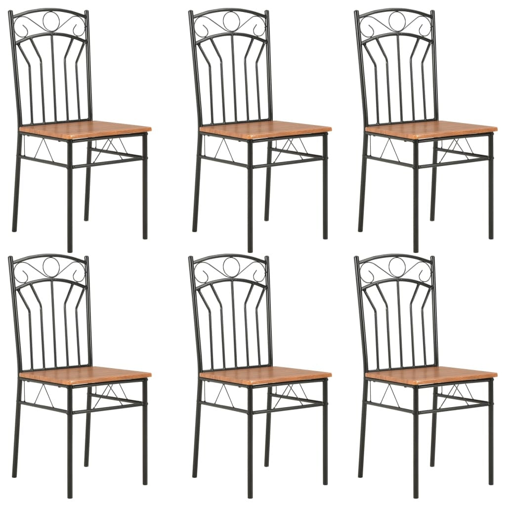 Industrial Chic Modern Dining Chairs Six Piece Brown Set