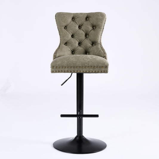 Aged retro-style PU leather bar stools by Anthony & Home, set of 2, featuring vintage design and wooden legs.