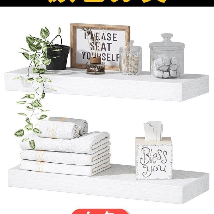 Wall Storage Hanging Solid Wood Shelf Black White Brown