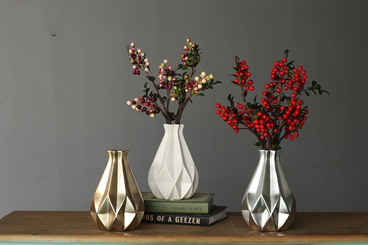 Nordic Light Luxury Ceramic Vase Retro Gold Home Decor