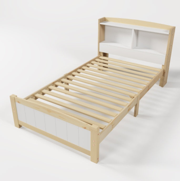Solid Wooden Bed Frames, Single Storage Headboard Bed, 3FT Single 90 X 190 Cm Frame Only