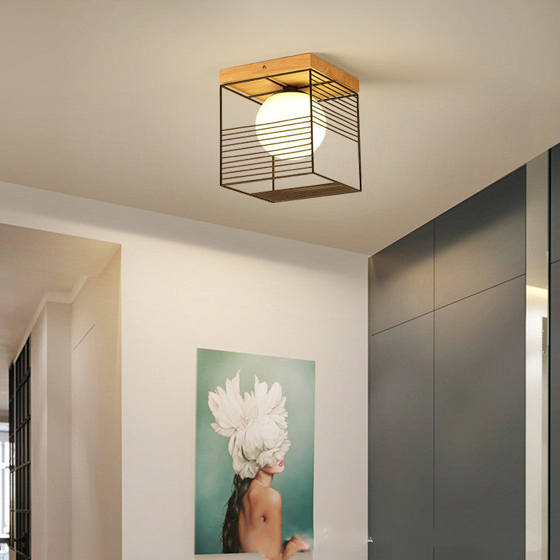 Modern Corridor Porch Led Glass Shade Ceiling Lamp