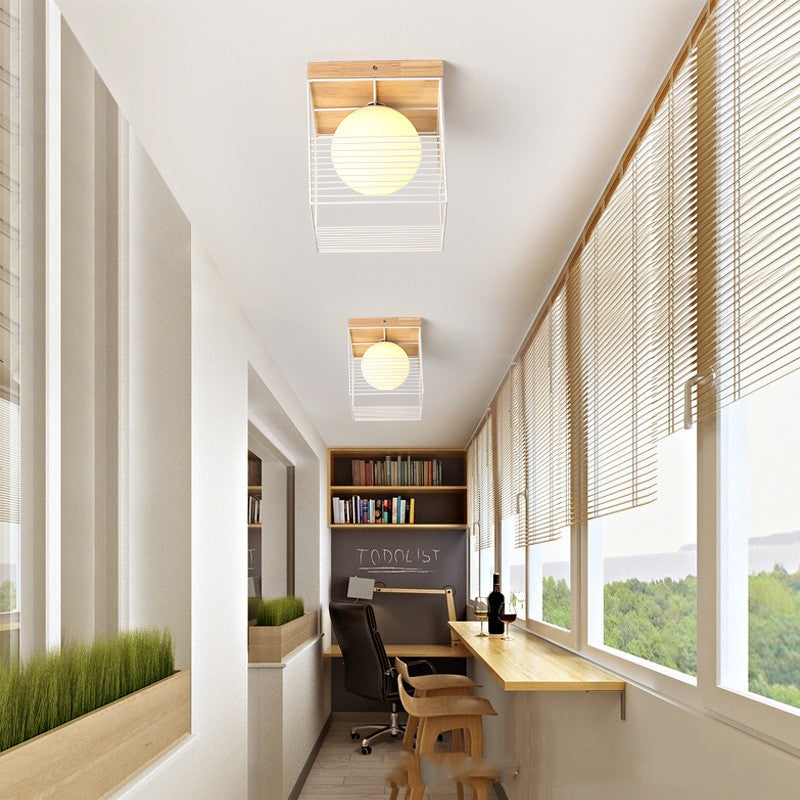 Modern Corridor Porch Led Glass Shade Ceiling Lamp