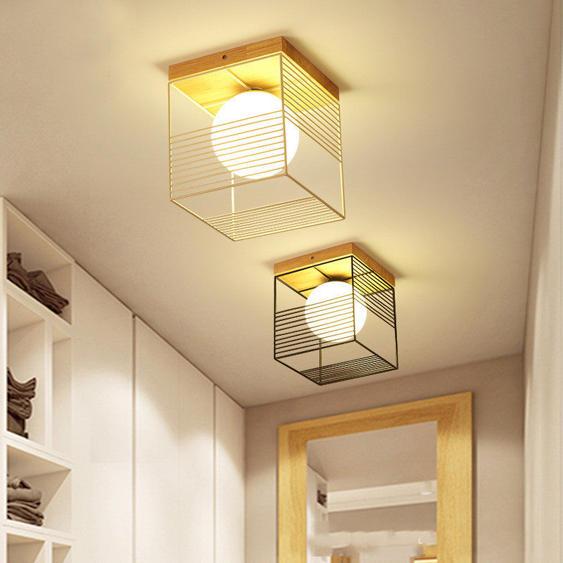Modern Corridor Porch Led Glass Shade Ceiling Lamp