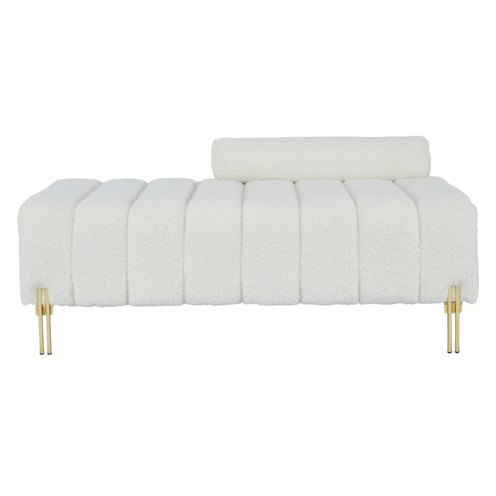 Beige Teddy Storage Bench With Hidden Storage And Armrests