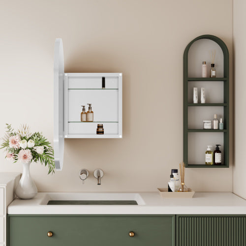 20x34 Inch Oval Metal Frame Medicine Cabinet With Mirror