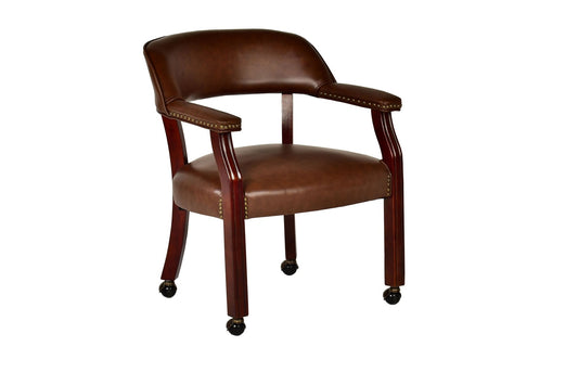 Traditional Arm Chair With Casters Brown Fabric Limited - Anthony & Home