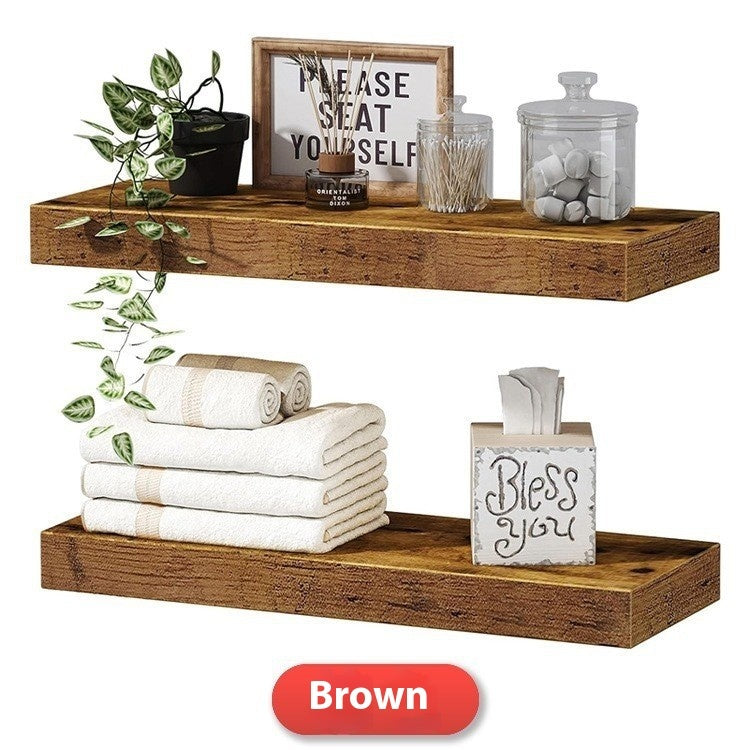 Wall Storage Hanging Solid Wood Shelf Black White Brown