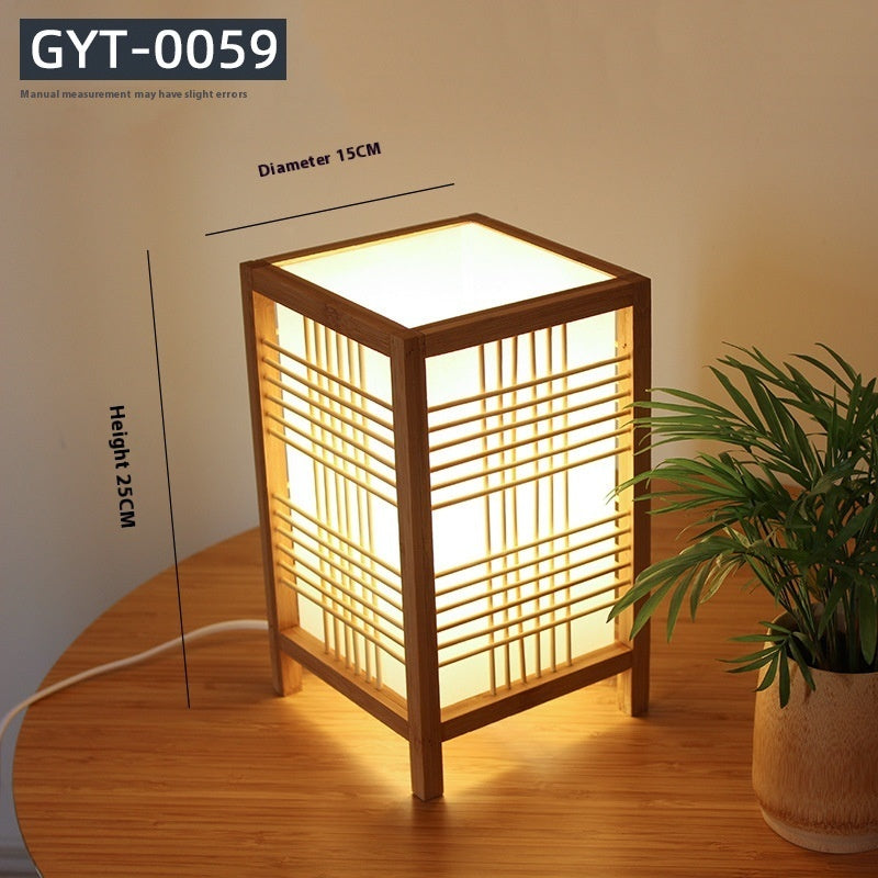 Japanese Bamboo Table Lamp Bedside E27 Handmade Lighting
