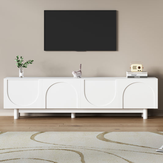 Anthony & Home Studio Graceful TV stand with arch cabinets and solid wood legs, modern entertainment unit for living room decor.