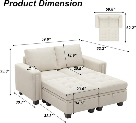 Velvet Collection modular sofa with hidden storage by ShipItFurniture, featuring plush velvet upholstery and versatile seating options.