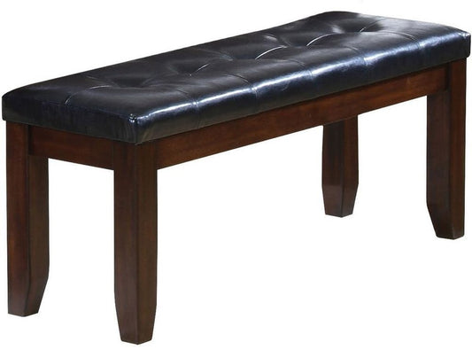 48" Black and Espresso Faux Leather Upholstered Bench - Anthony & Home