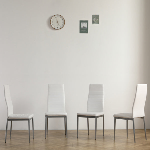 PU Leather Dining Chairs Set of 4 High Back Modern Comfort