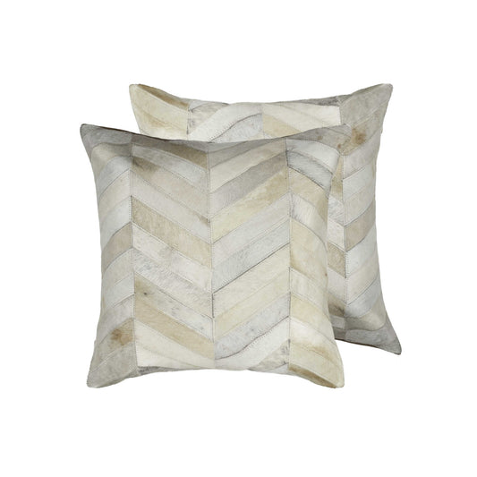 Luxurious Two Natural Cowhide Throw Pillows Set Pair - Anthony & Home