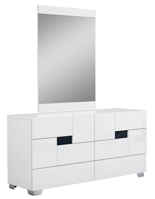 Four Piece White Solid Wood Bedroom Set With Mirror - Anthony & Home
