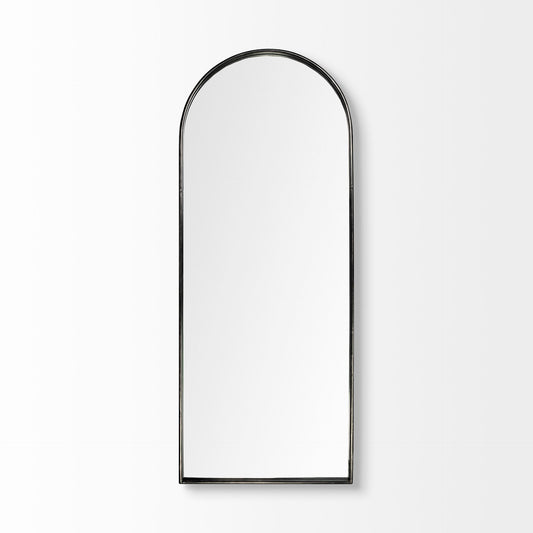 70" Black Metal Arch Framed Full Length Hanging Mirror