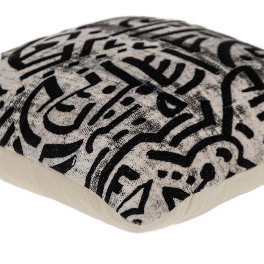 Black And White Abstract Velvet Throw Pillow - Anthony & Home