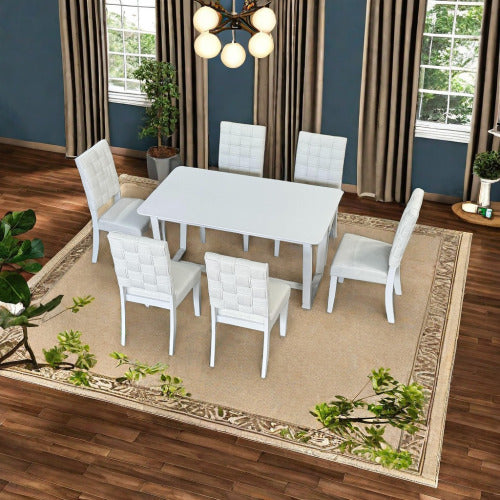 Fx D1 7 Piece Dining Set Chairs And Table Linen Upholstery