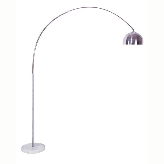 85" White Metal Arched Floor Lamp With Silver Metal Dome Shade - Anthony & Home