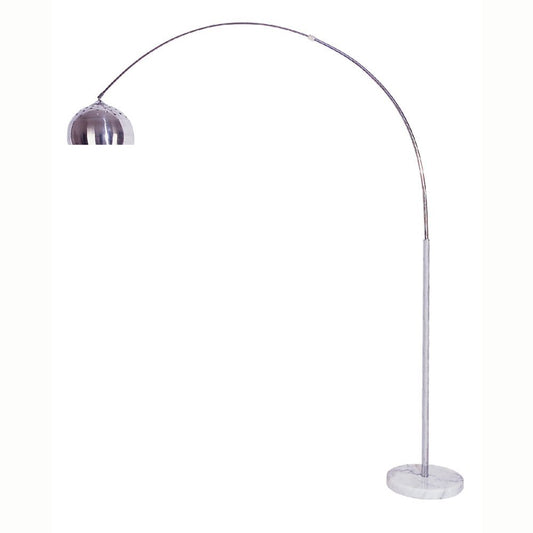 85" White Metal Arched Floor Lamp With Silver Metal Dome Shade - Anthony & Home