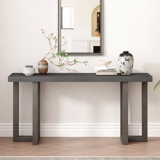 Dark gray U Style geometric console table with pine legs from Anthony & Home Limited Edition collection.