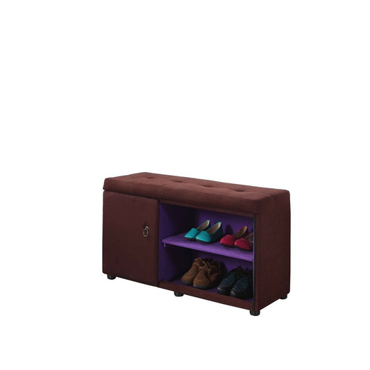 Brown and Purple Tufted Shoe Storage Bench - Anthony & Home
