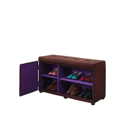 Brown and Purple Tufted Shoe Storage Bench - Anthony & Home
