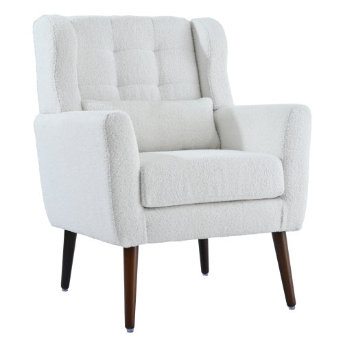 Modern White Teddy Fabric Upholstered Living Room Chairs