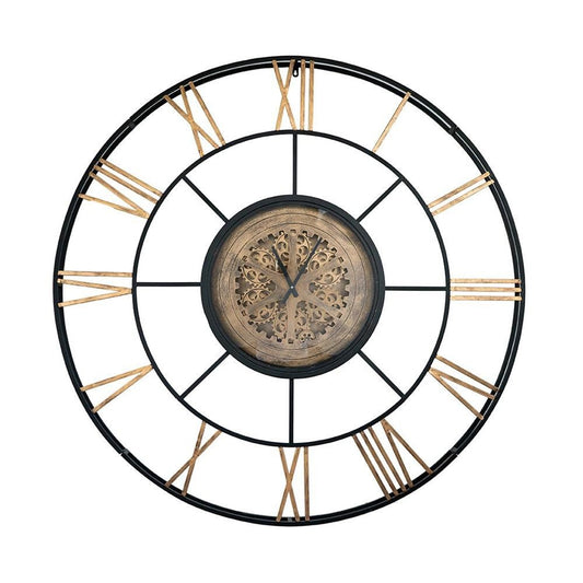 56" Circle Copper Metal and Glass Analog Exposed Gear Wall Clock - Anthony & Home