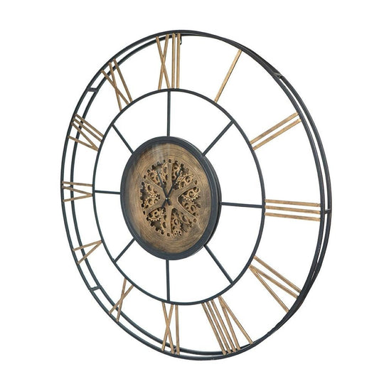 56" Circle Copper Metal and Glass Analog Exposed Gear Wall Clock - Anthony & Home