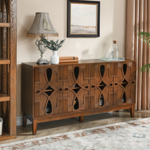 60.5 Inch Walnut Mid Century Modern Sideboard Buffet Cabinet