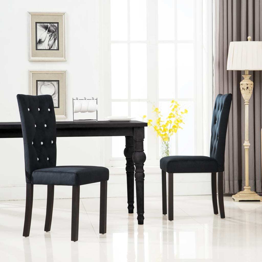 Black Velvet Dining Chairs Set Of 2 For Modern Homes