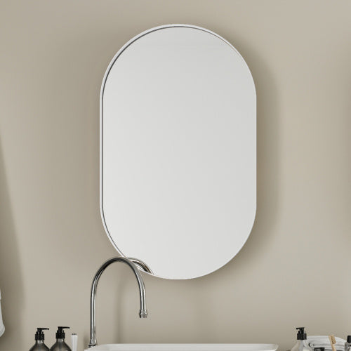 20x34 Inch Oval Metal Frame Medicine Cabinet With Mirror