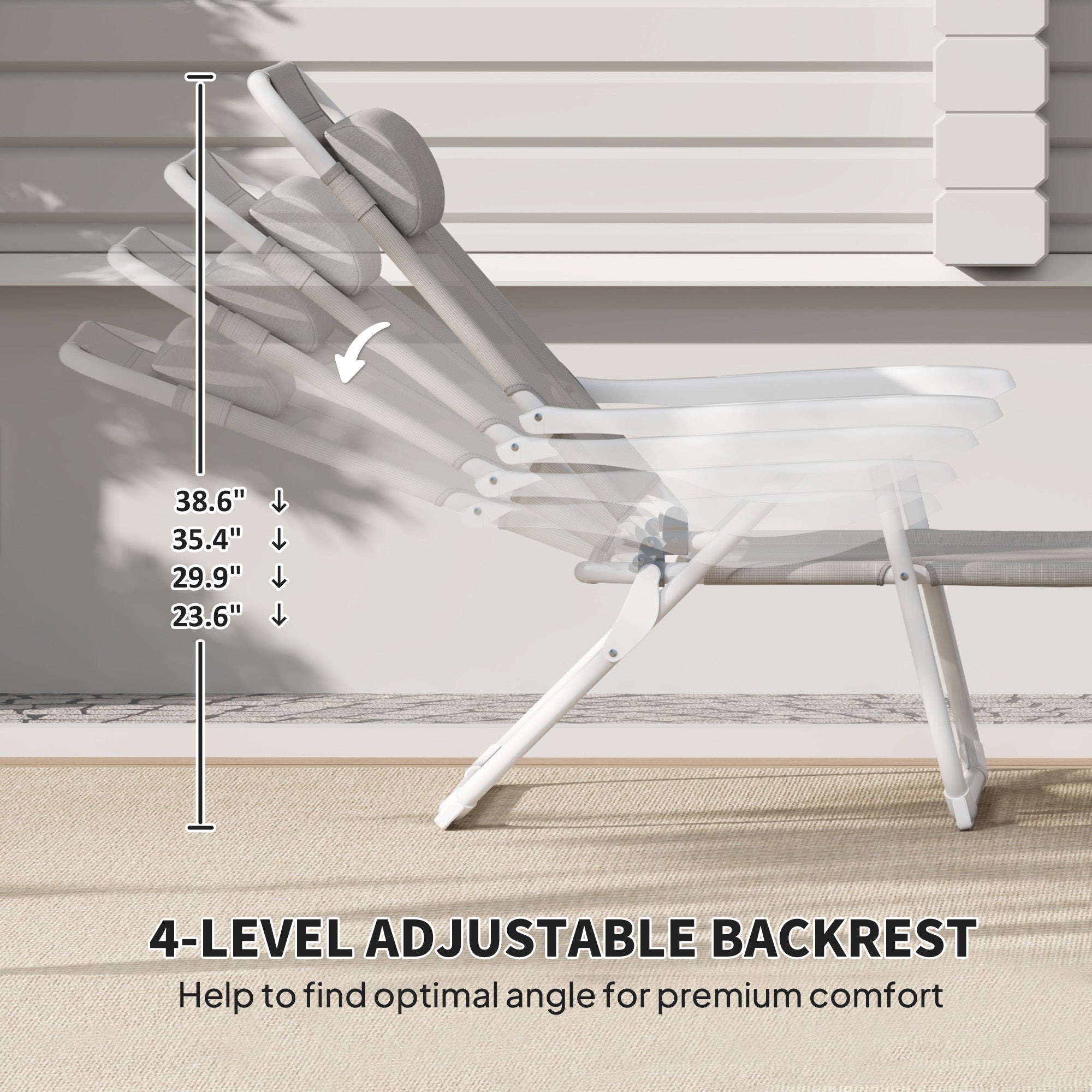 Outdoor Beach Lounge Chairs With Four Position Backrest