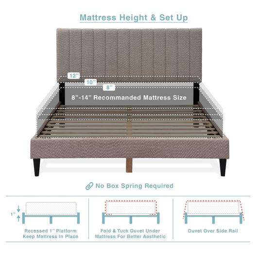 Anthony & Home Boucle Queen Platform Bed Frame in limited edition, showcasing a stylish and modern bedroom furniture piece.