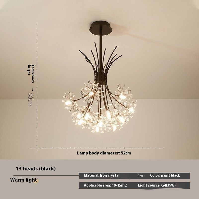 Dandelion Crystal Modern Chandelier LED Bedroom Lamp 52cm