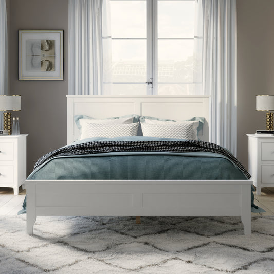 Solid wood full platform bed from Anthony & Home Modern Collection, showing a sleek, minimalist design with a sturdy frame.