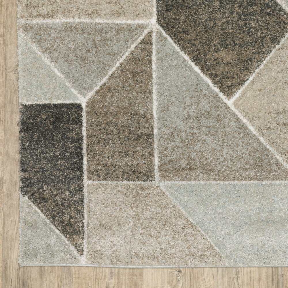 Gray And Ivory Geometric Area Rug