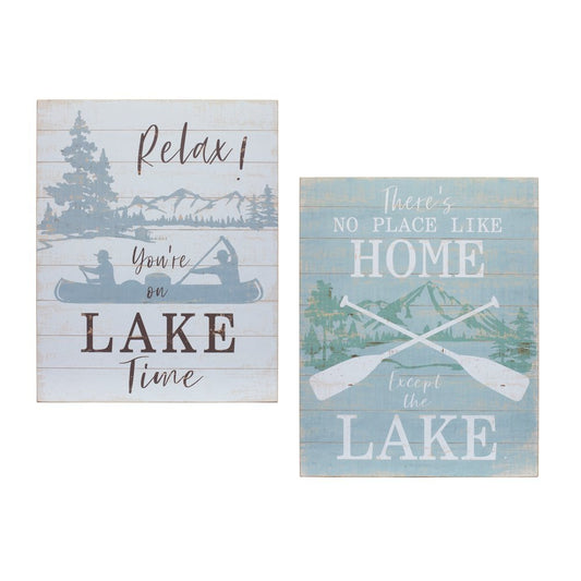 Set of Two White Black And Blue Trees, Lake Lake Wood Framed Art - Anthony & Home