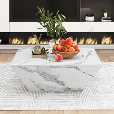 Marbling PVC Coffee Table White Nesting Table 70x70x36cm