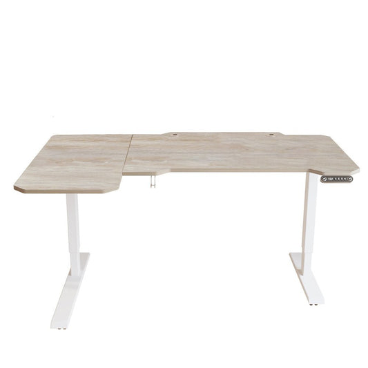 59" Adjustable Light Khaki and White L Shape Standing Desk - Anthony & Home