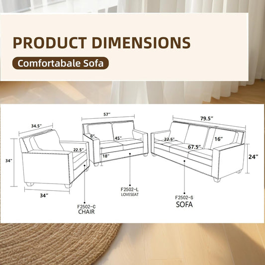Modern Three Seater Sofa With Button Tufted Upholstery For Small Spaces Limited Edition - Anthony & Home