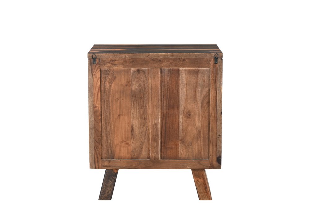 30" Dark Brown Solid Wood Three Drawer Nightstand