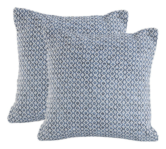 Two Blue Chevron Cotton Decorative Throw Pillows Set - Anthony & Home