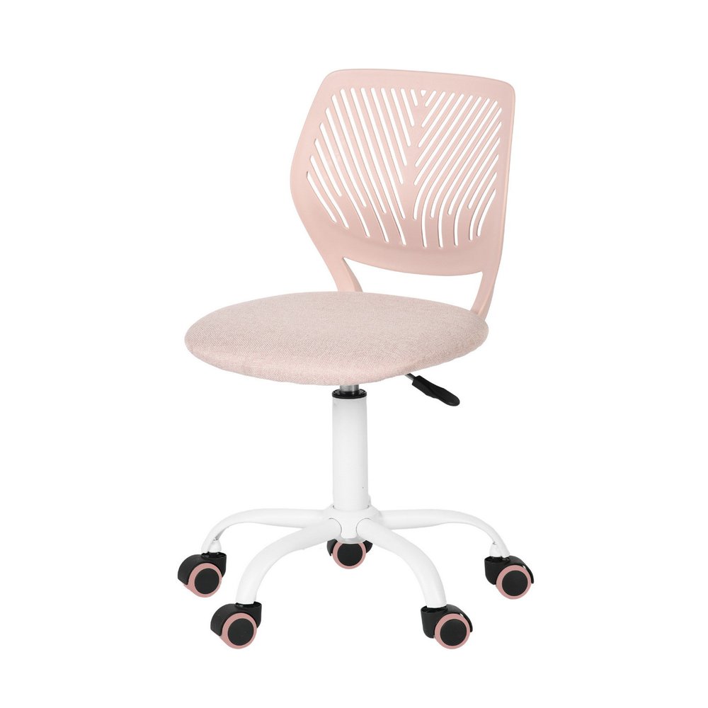 Pink and White Adjustable Height Swivel Rolling Office Chair