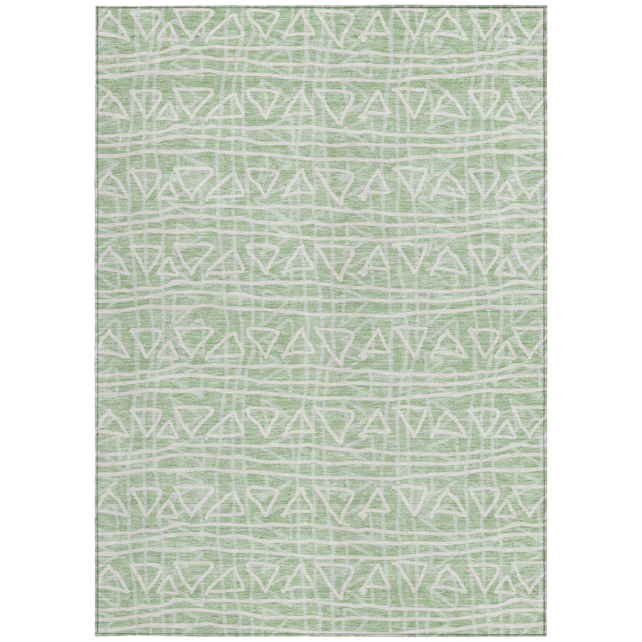 10' X 14' Mint Green Artichoke Green And Ivory Geometric Washable Indoor Outdoor Area Rug-4