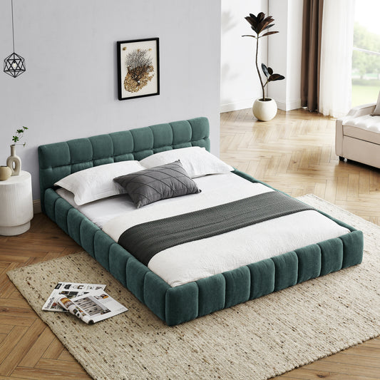 Anthony & Home Limited Chenille Collection queen upholstered bed frame with headboard, featuring plush chenille fabric and elegant design.