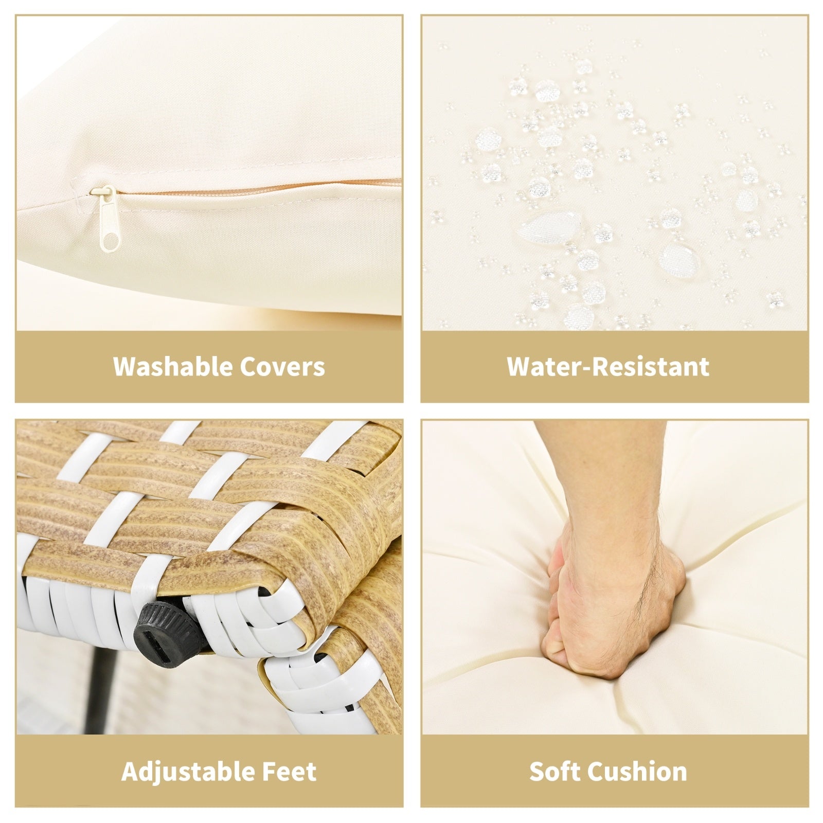 Topmax Patio Outdoor Sectional Sofa Set Rattan Daybed Beige