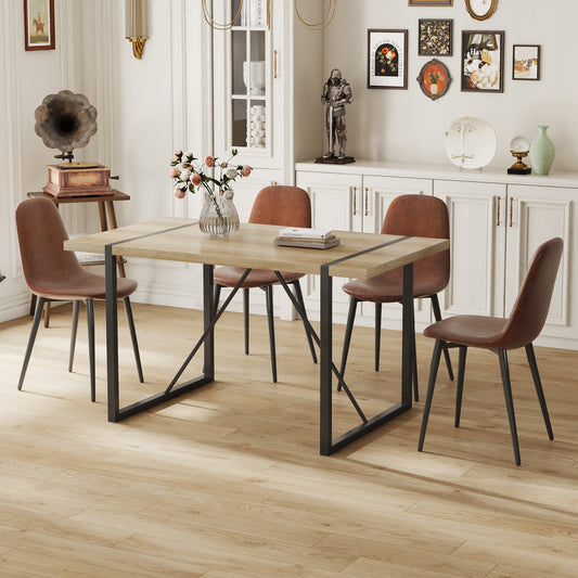 Anthony & Home limited edition table and chair set with techno fabric upholstery and black metal legs, modern dining furniture