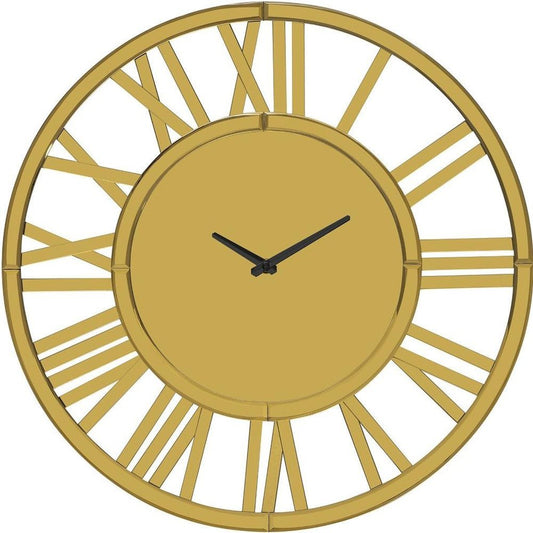 43" Gold Mirrored Acrylic Silent Analog Circle Wall Clock - Anthony & Home
